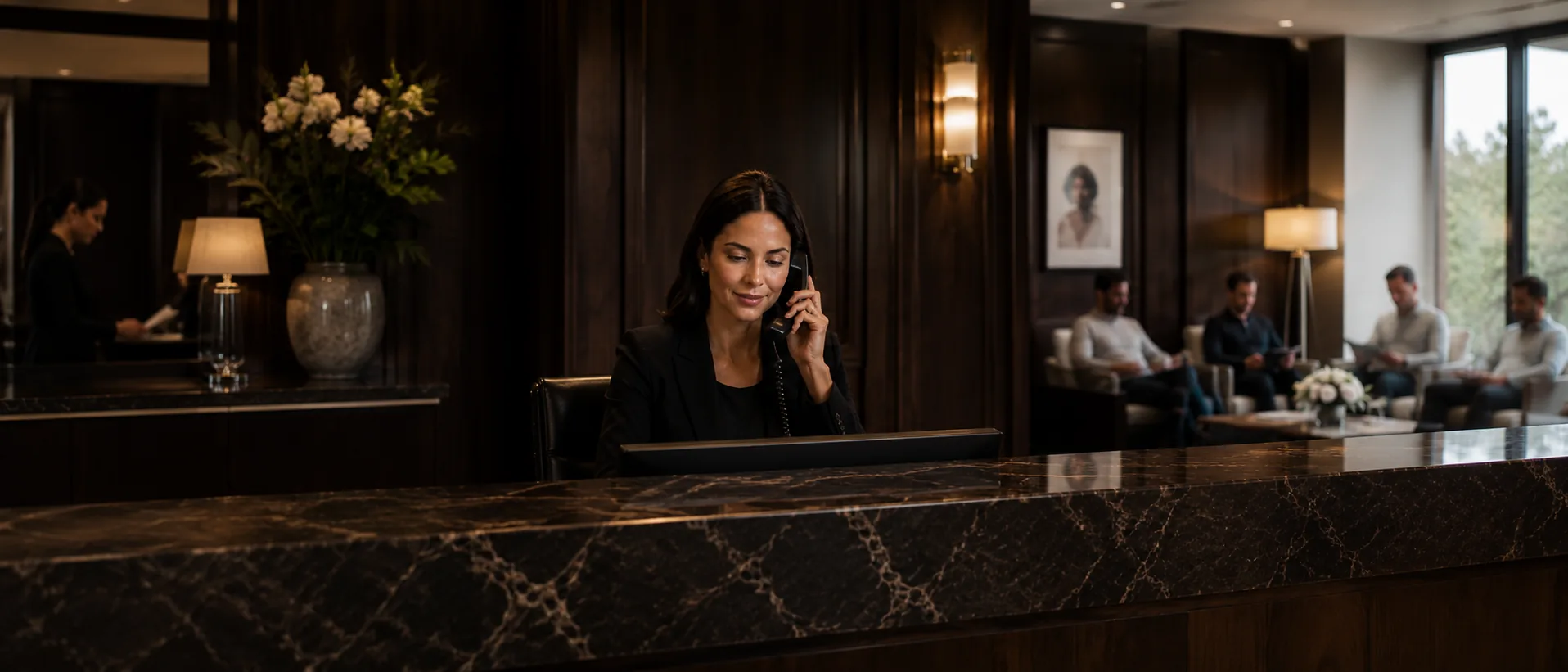 Practice coordinator answering a new patient inquiry at the front desk